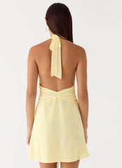 Guide You Halter Neck Mini Dress - Yellow