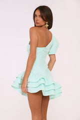 Isle De Luxe One Shoulder Mini Dress Mint
