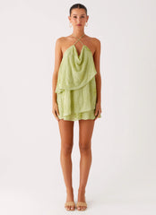 On The Go Beaded Mini Dress - Mint