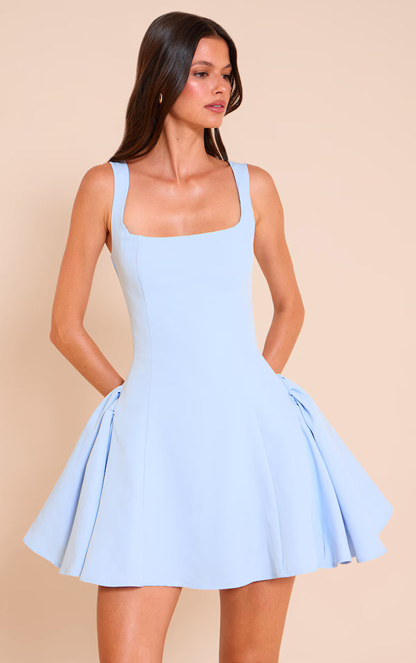 Lemon Woven Square Neck Shift Dress