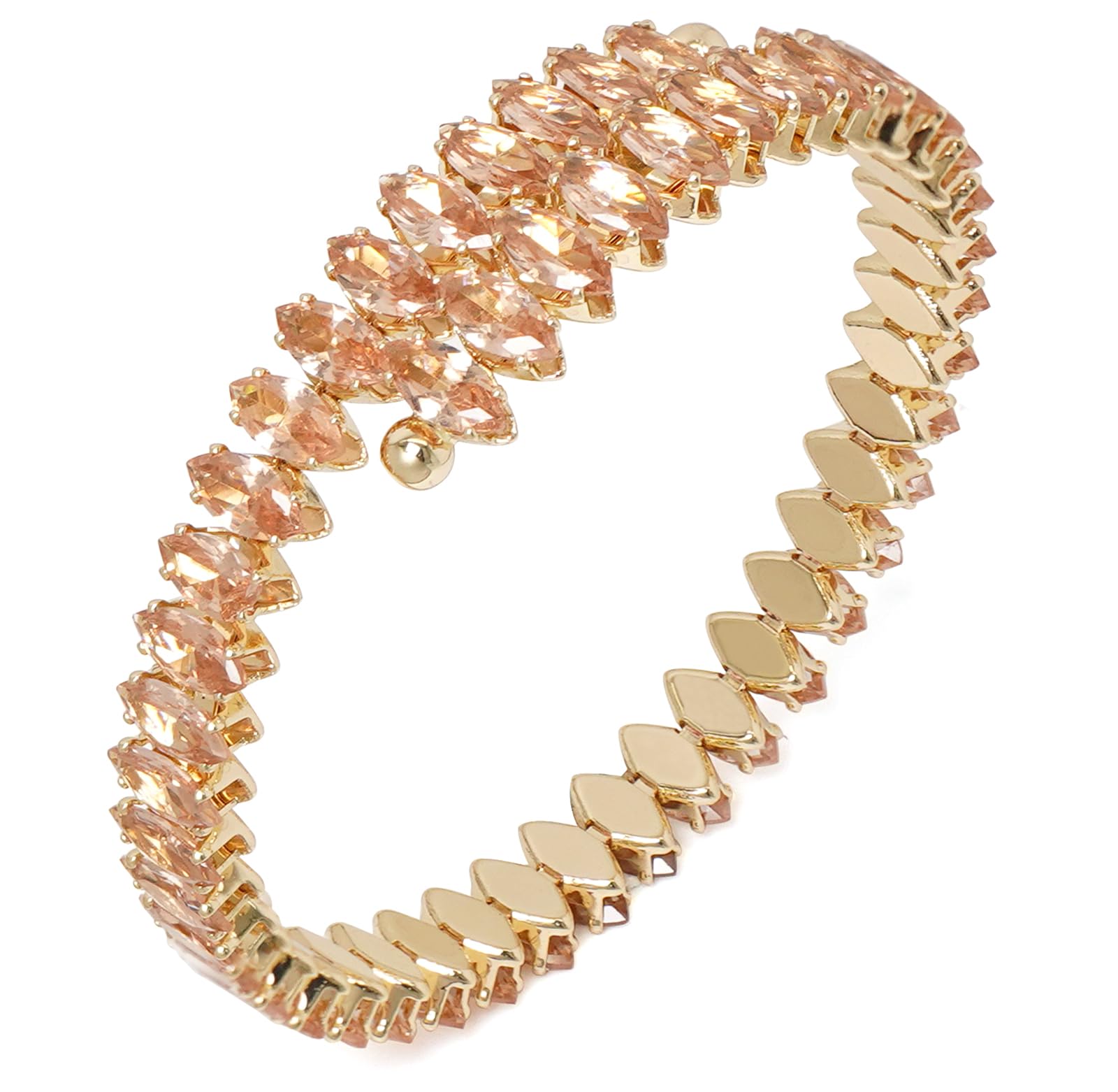 Rhinestone Cuff Bracelet Cubic Zirconia Tennis Bracelets Open Adjustable Elastic Bangle for Women