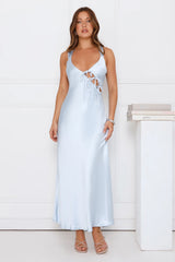 Love Knot Satin Maxi Dress Blue